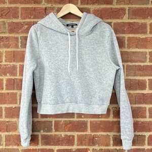 Omonsim Light heather Gray Cropped Hoodie with drawstring Large Like New